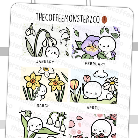 TCMC: Hobonichi Cousin Monthly Artwork Part 1 Sticker Sheet