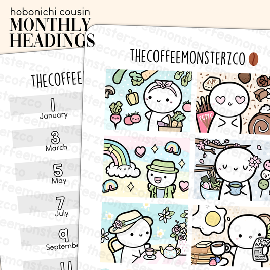 TCMC: Hobonichi Cousin Monthly Artwork Part 3 Sticker Sheet