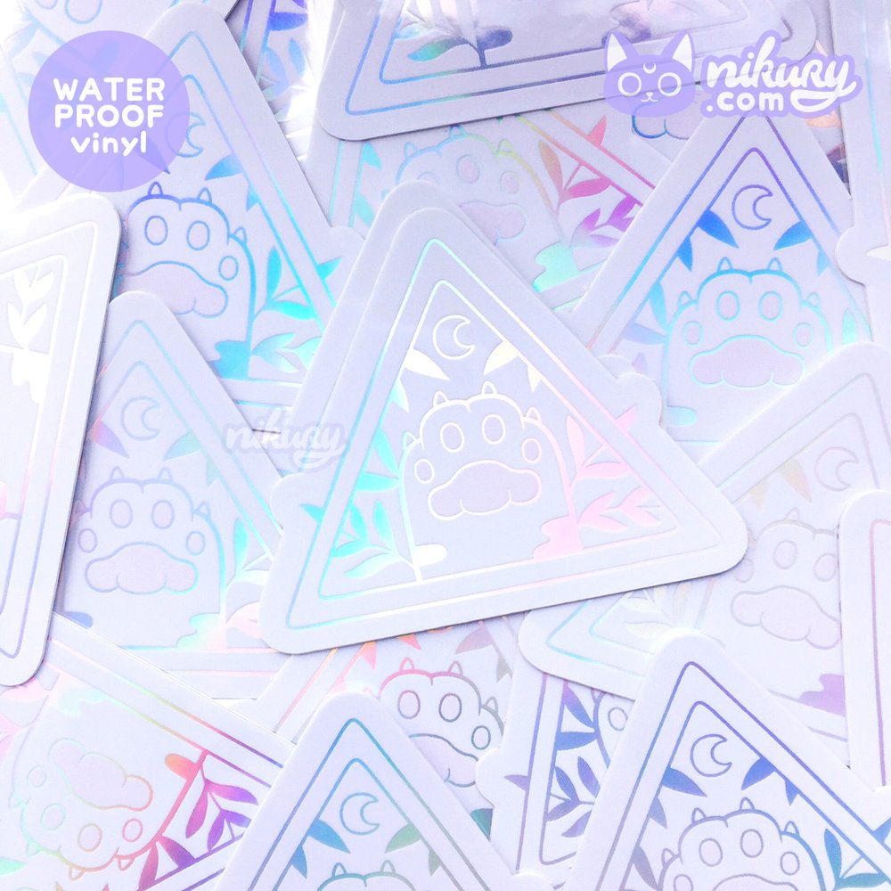 Nikury: "Witchy Cat Paw" White Holographic Vinyl Sticker