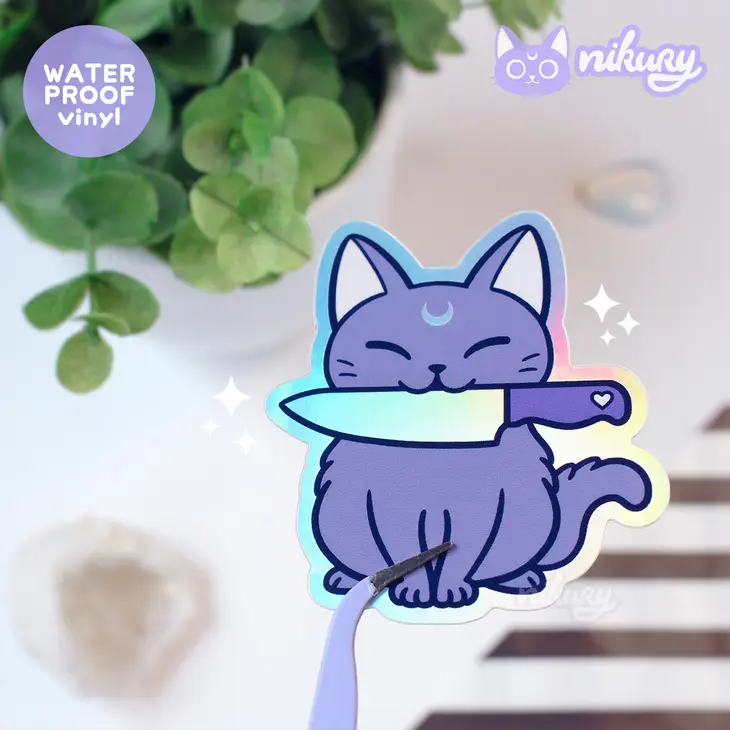 Nikury: "Stabby Cat Dark" holografinen vinyylitarra