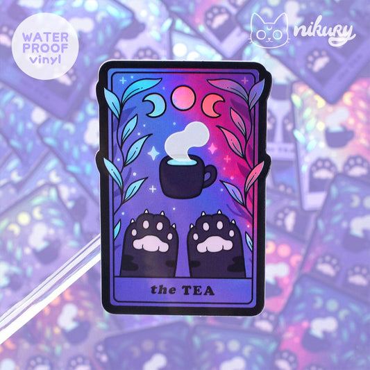 Nikury: "The Tea Cat Tarot" Holographic Vinyl Sticker