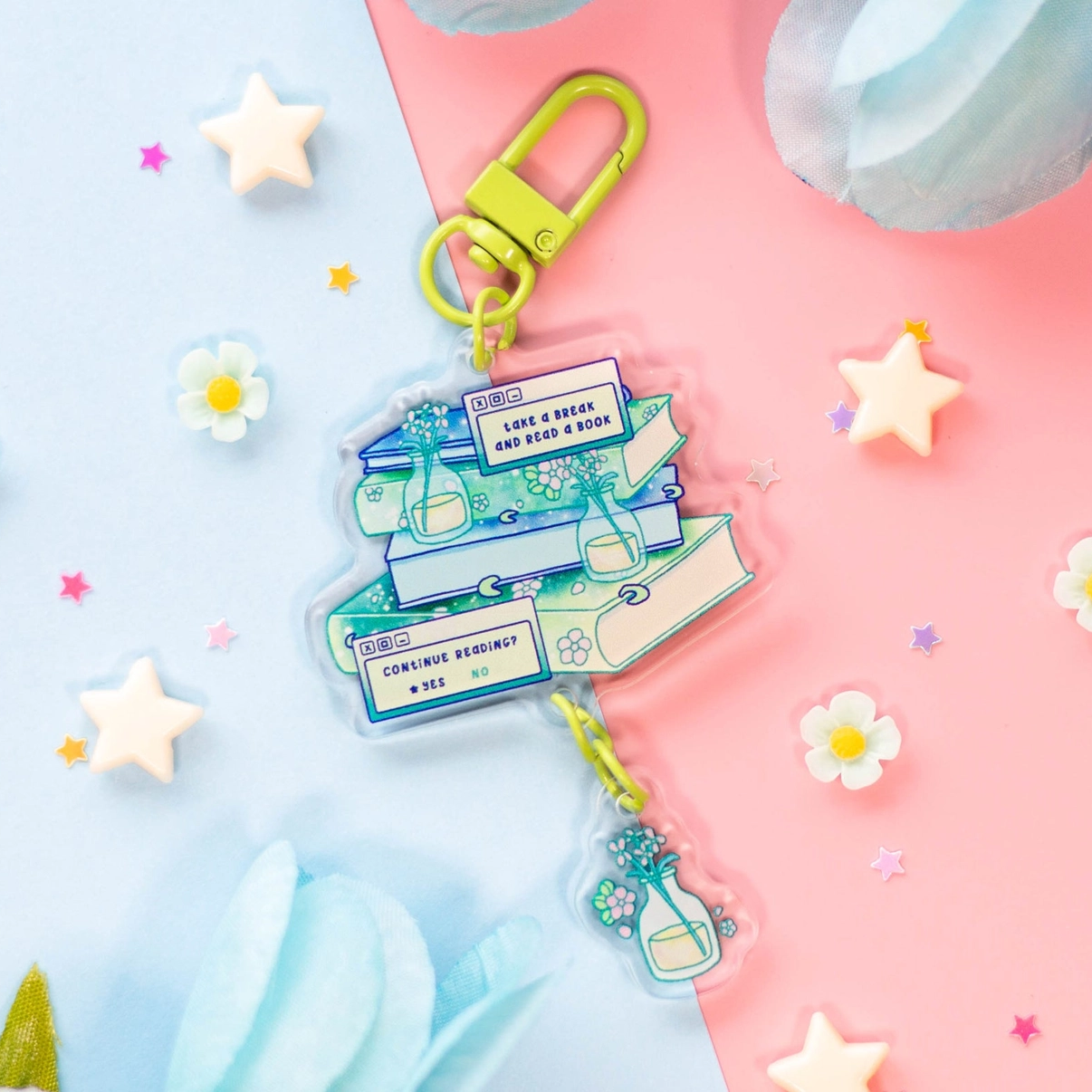 Unicorn Eclipse: "Stacked Books" Chained Key Chain