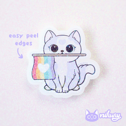 Nikury: "Purride Cat" Glitter Vinyl Sticker